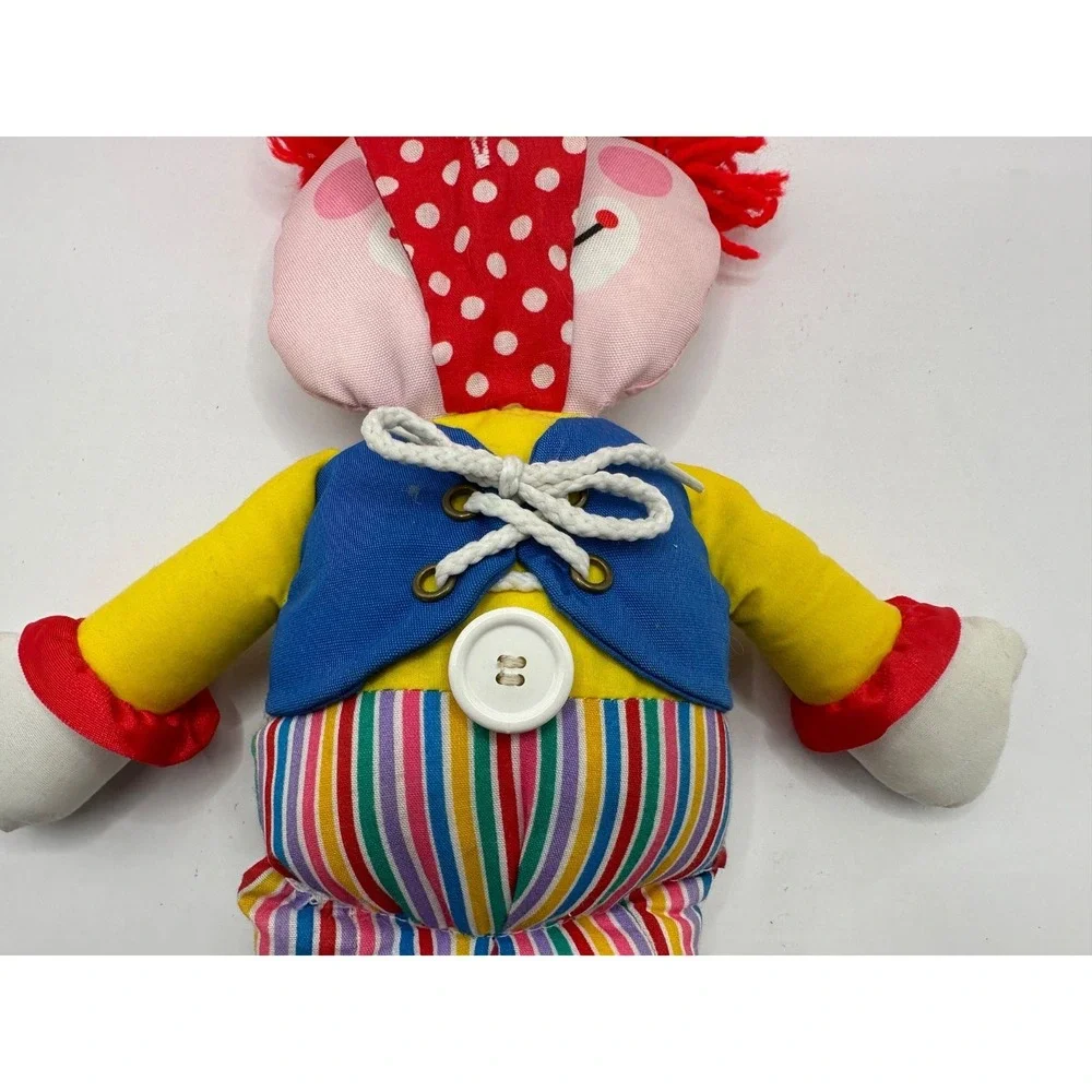 Vintage 1984 Fisher Price Learn To Dress Clown Plush Button Zip Snap Tie